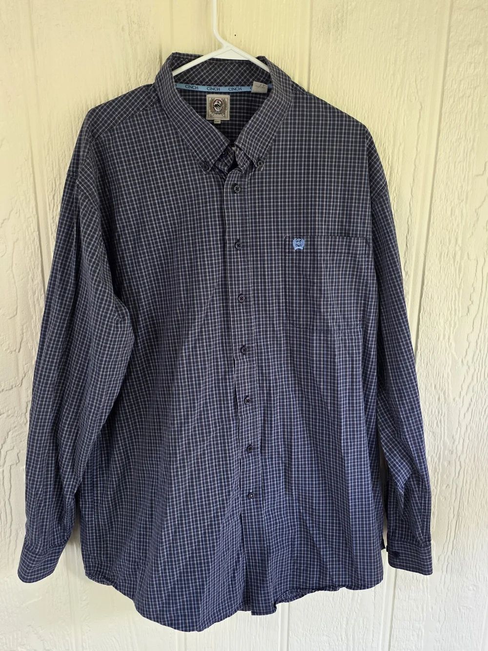 Cinch Men's Blue Plaid Button-Down Shirt, Size XXL